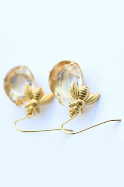 Honey Bee Earrings - Glass Drop earrings