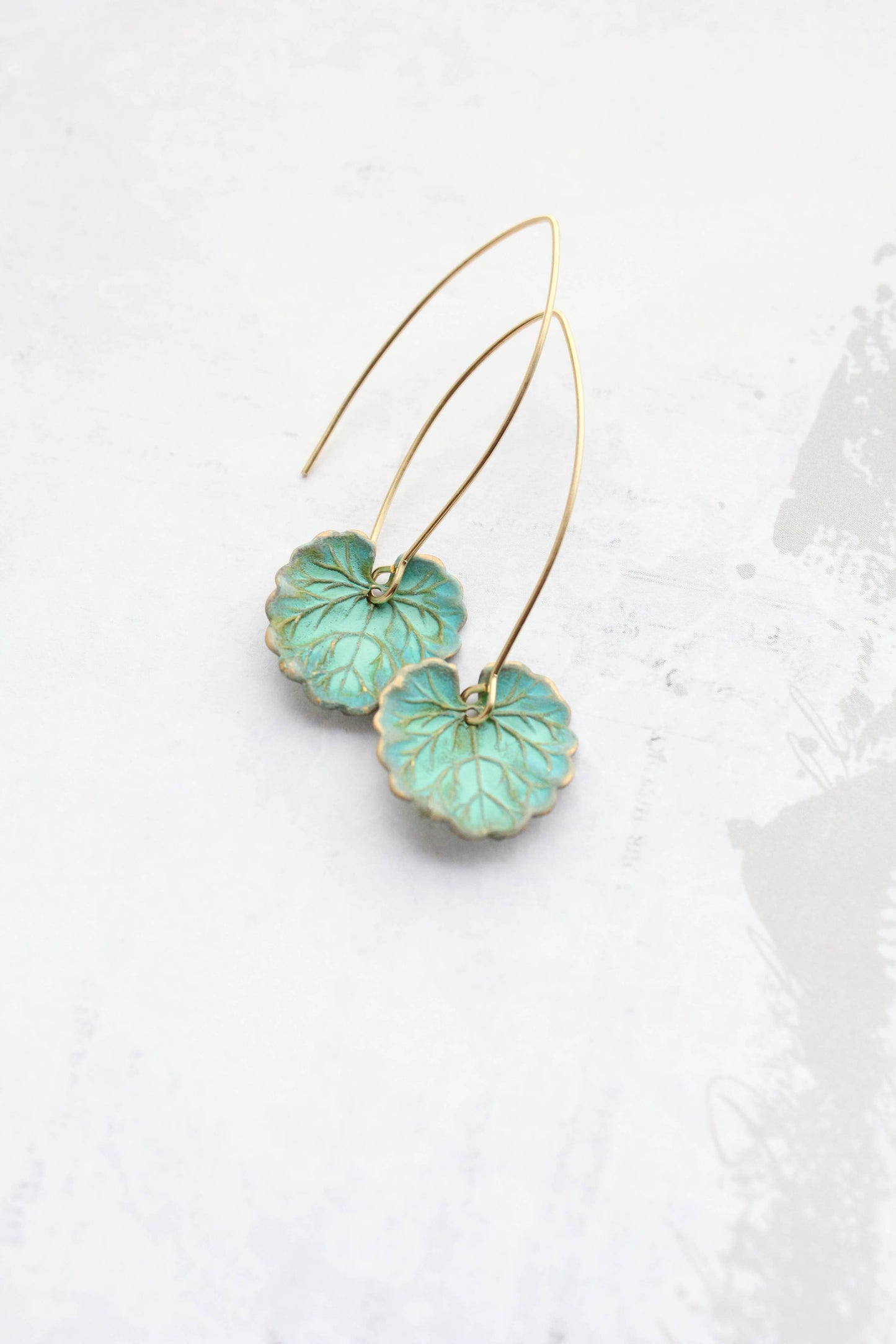 Ivy Leaf Earrings - Verdigris Patina