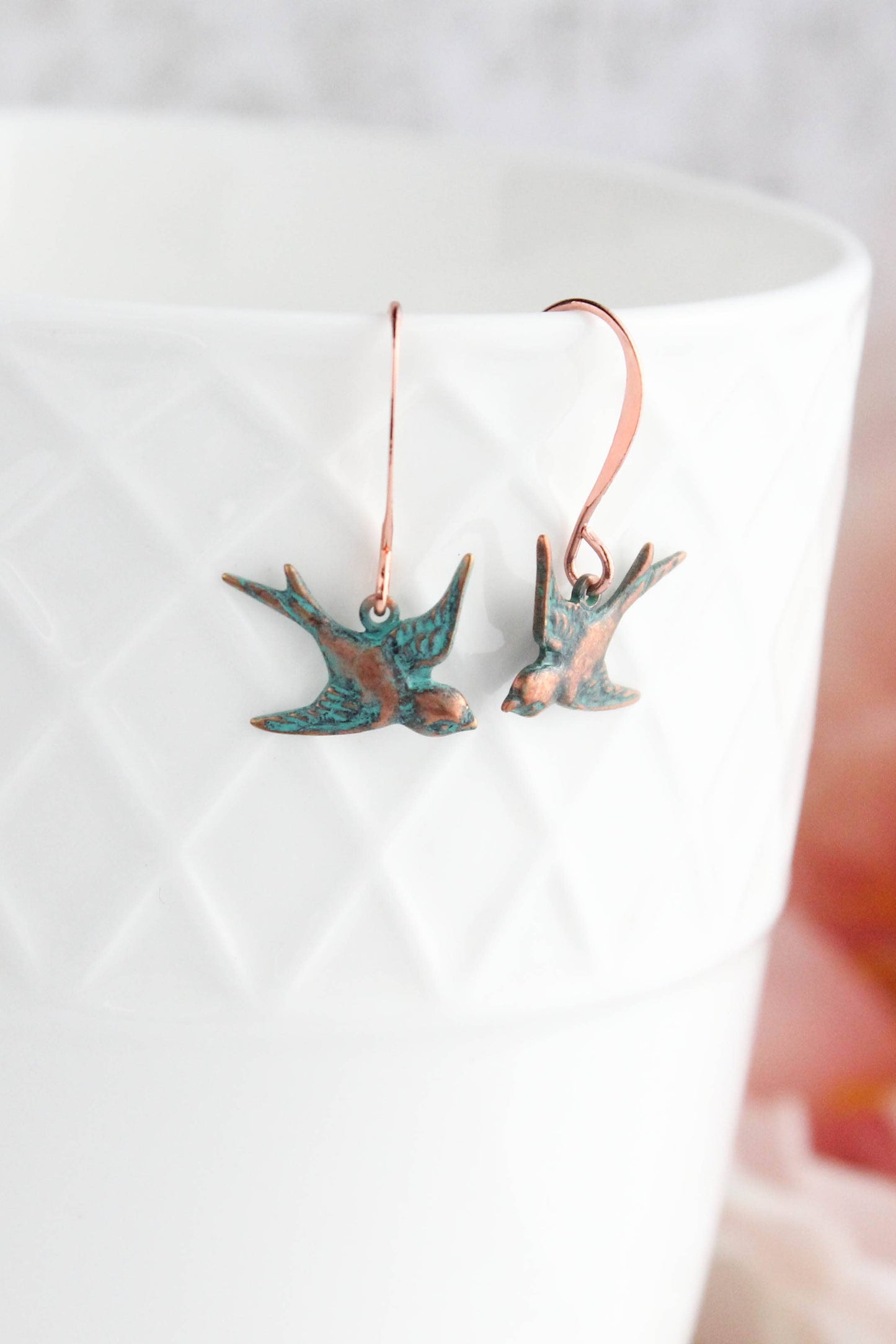 Copper Bird Earrings
