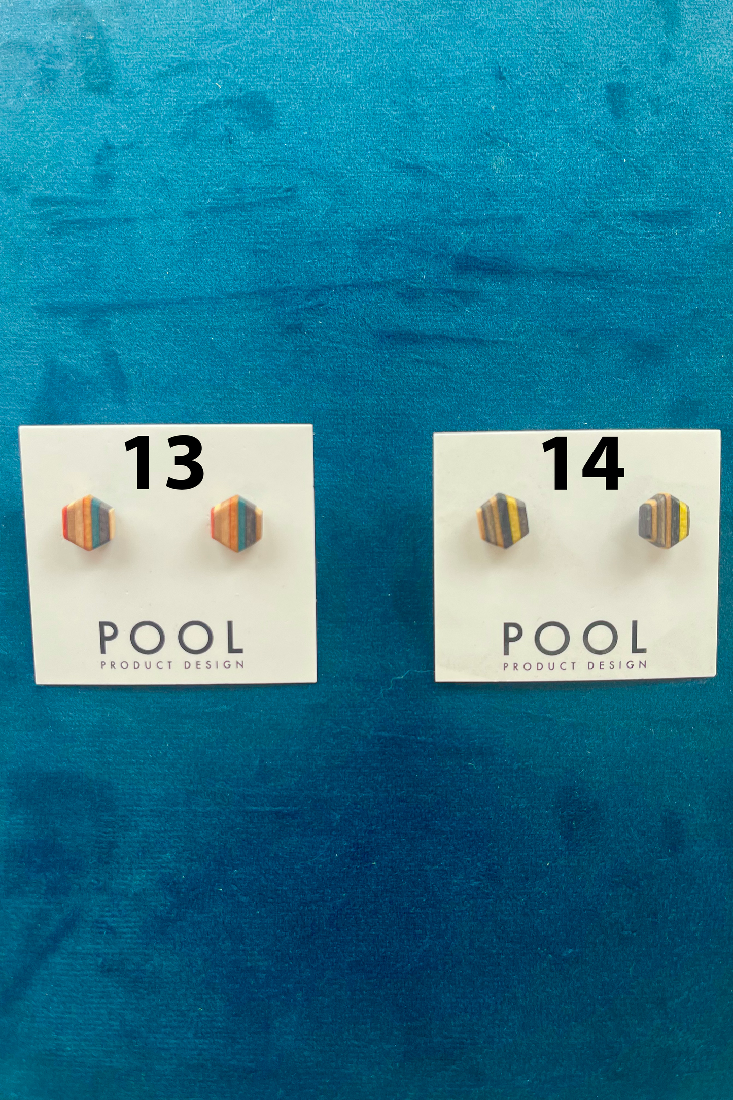 Hexagon Repurposed Skateboard Stud Earrings