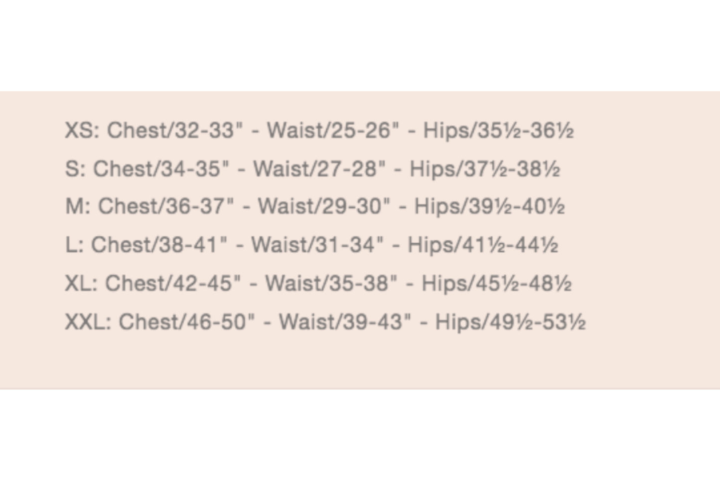 Eve Lavoie Size Chart