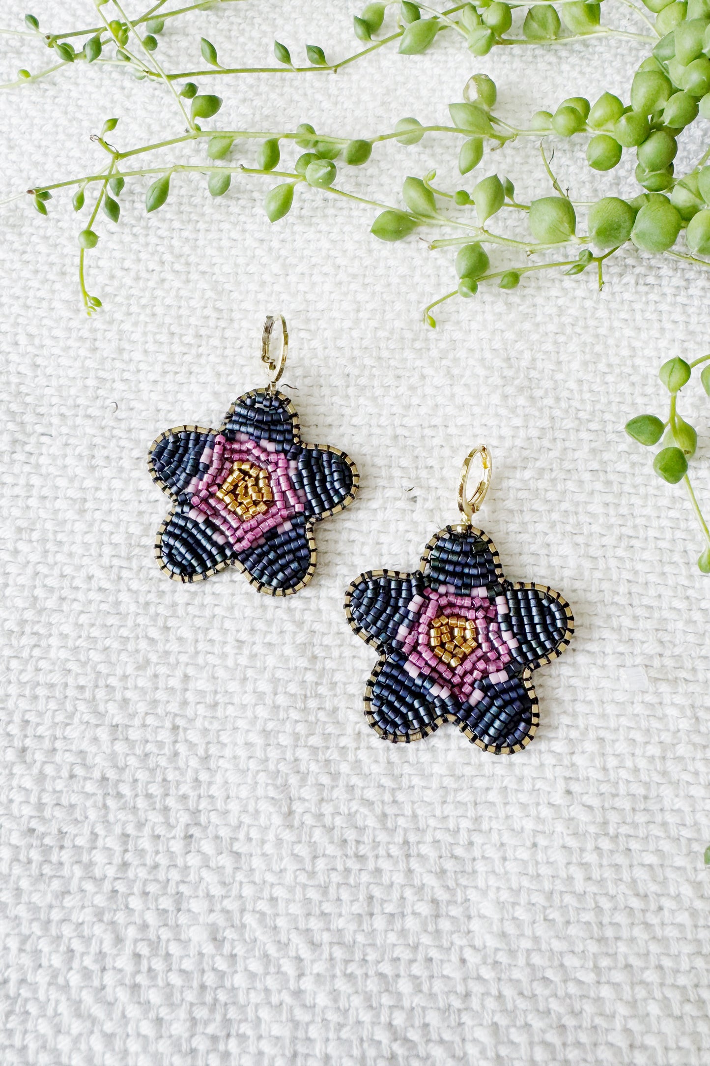 Large Beaded Blossom Earrings