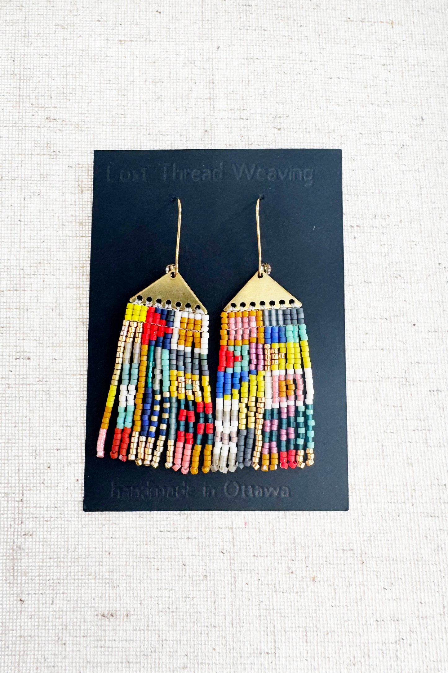 Small Val Solid Top - Patchwork Fringe Earrings