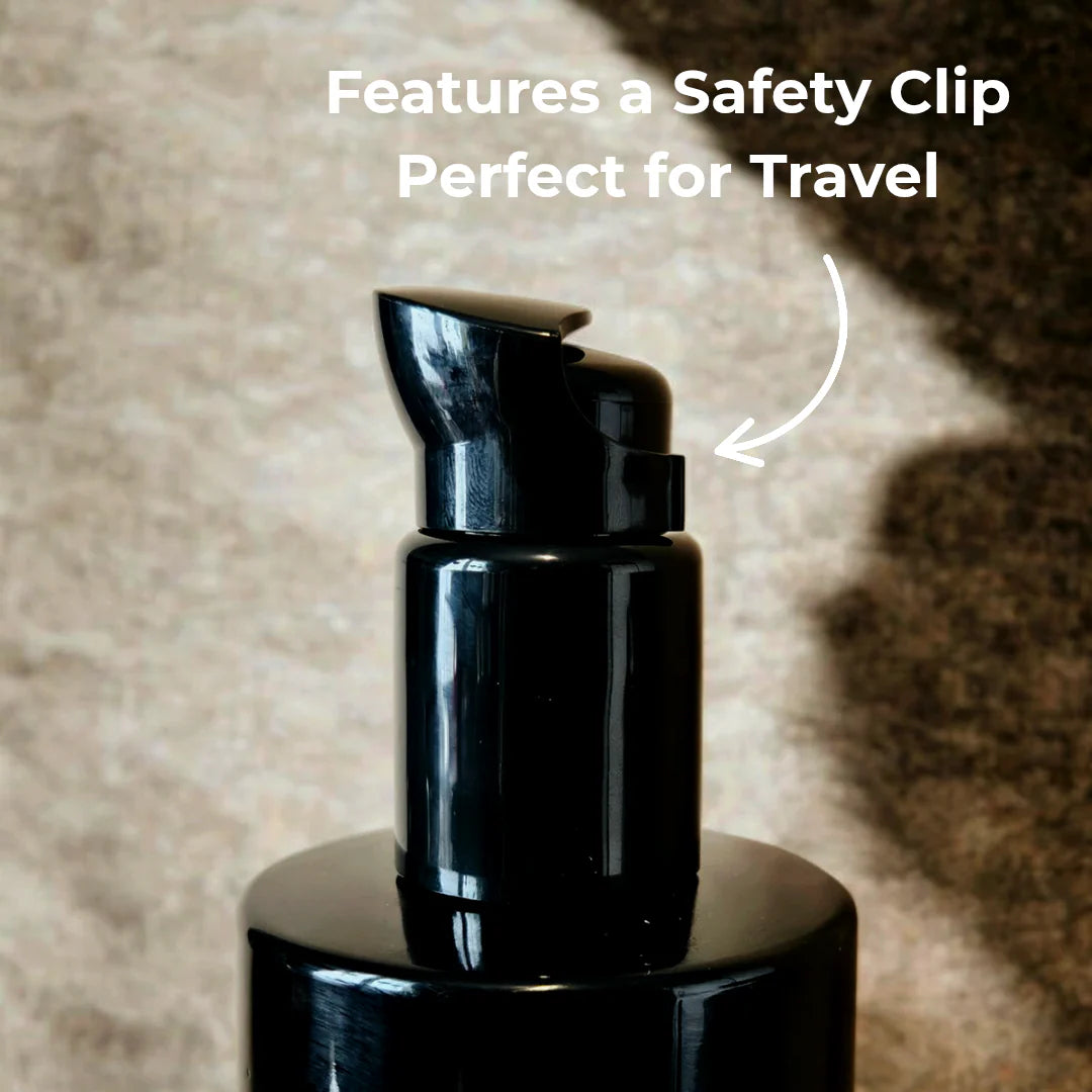 Close up detail of the safety clip on the bottle of 'Hello Sunshine' cleansing oil by Stay Wild Apothecary