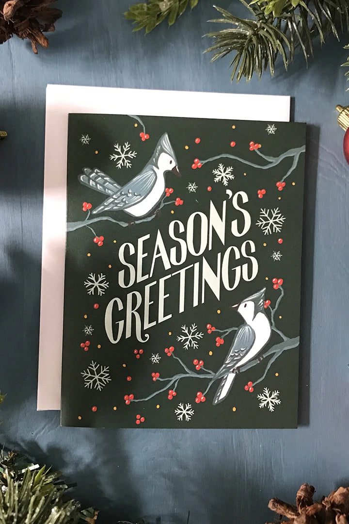 Blue Jay Season's Greetings Christmas Card