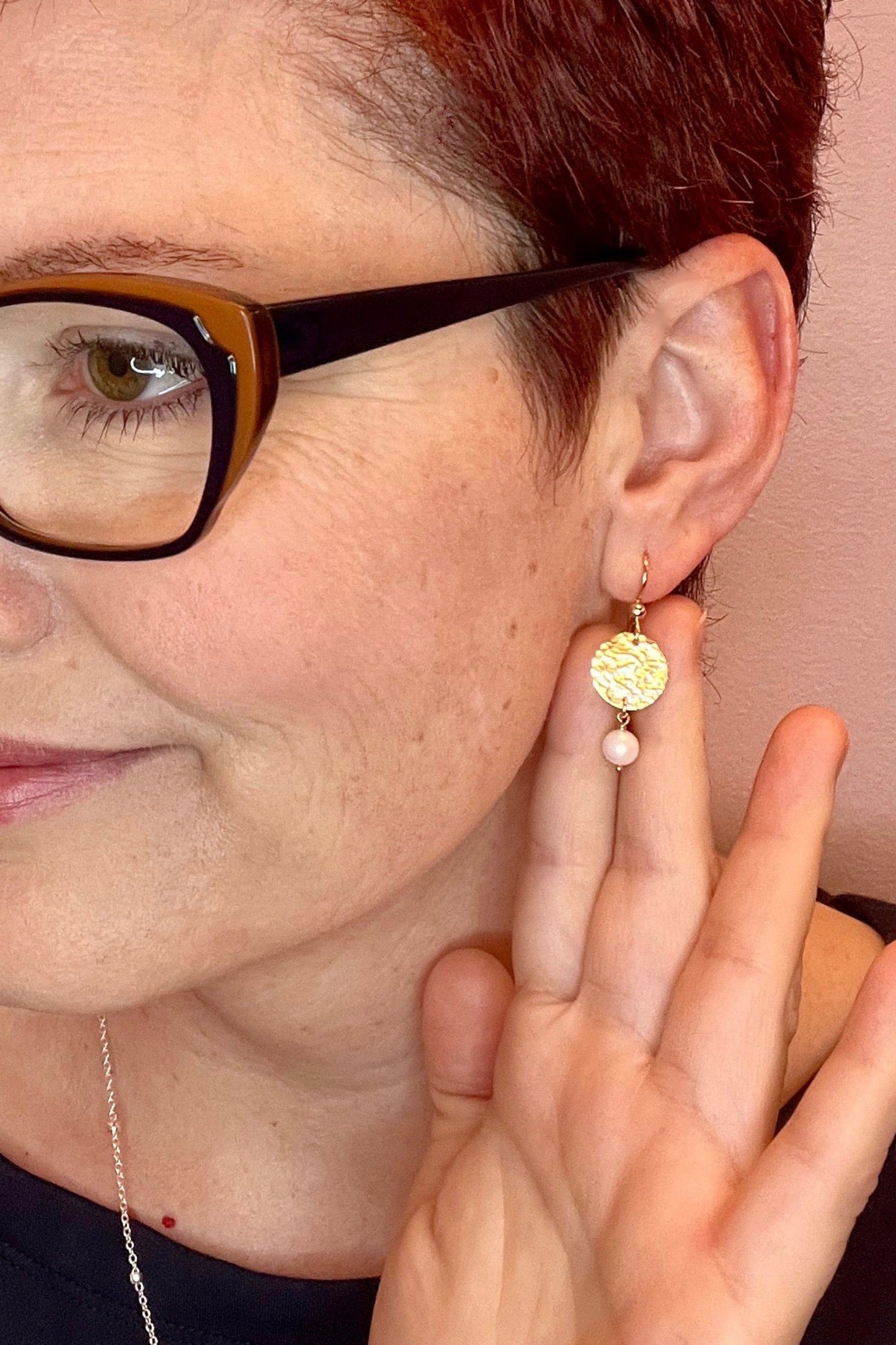 Pearl Moondrop Earrings - White Freshwater Pearls and 14k gold-fill by Mikel Grant, made in Sechelt BC