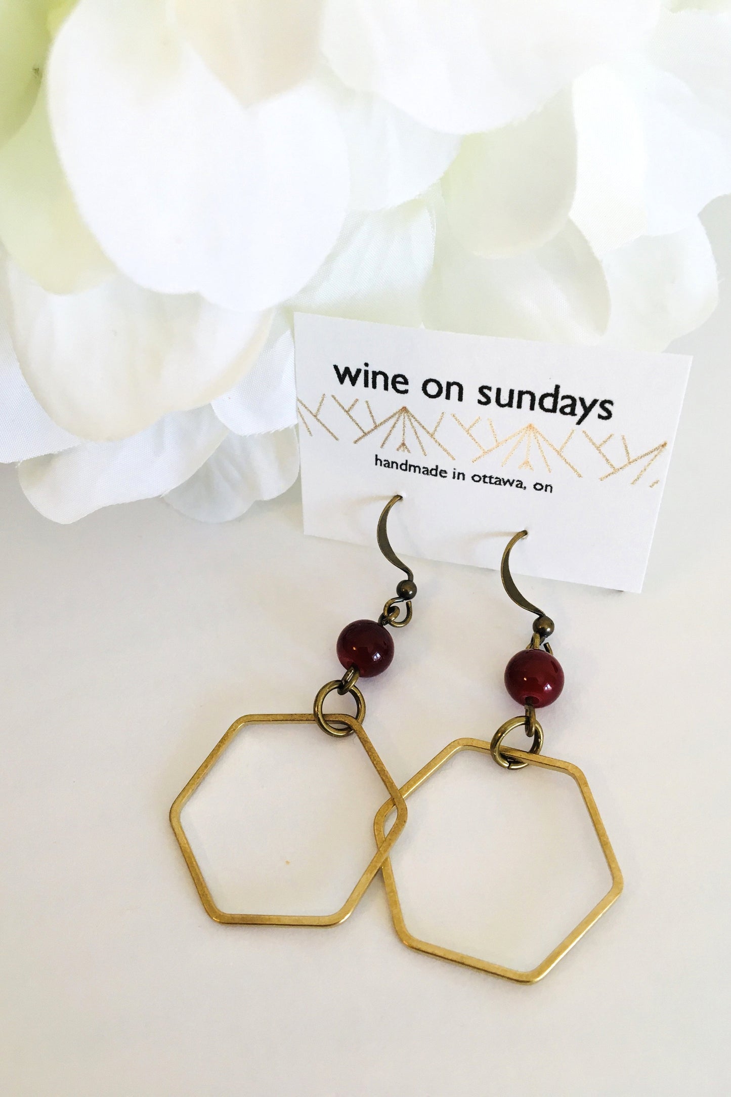 Beaded Hexagon Earrings