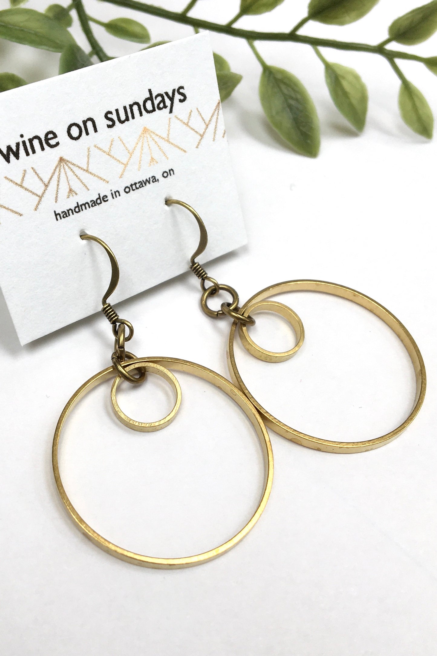 Double Circle Brass Earrings