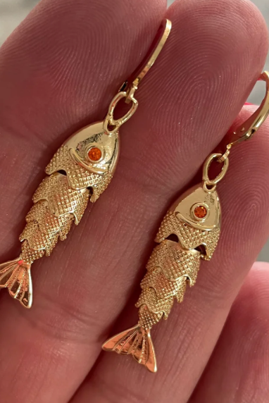 Lucky Fish Stainless Steel Hoop Earrings