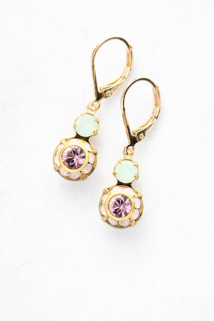 Small Glass Drop Earrings | Mint, Rose Water Opal & Amethyst