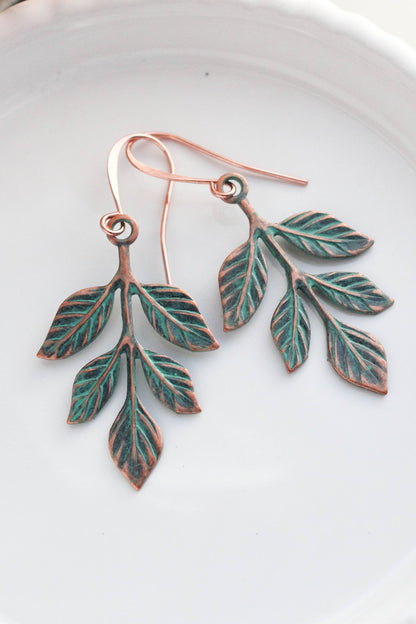 Copper Patina Branch Earrings (2 styles)