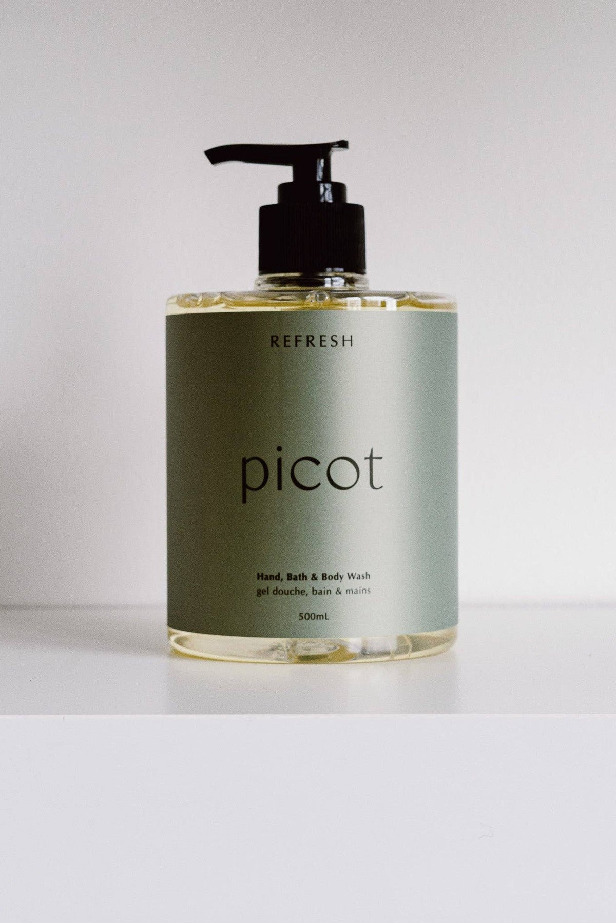 Picot's Refresh hand, bath & body wash pump bottle on a white background