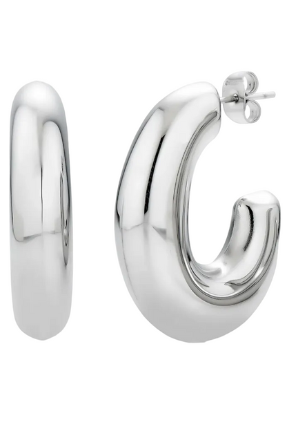 Thea C Puffy Stainless Steel Hoop Earrings