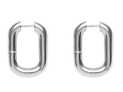 Classic PaperClip Puffy Hoop- Steel Hypoallergenic