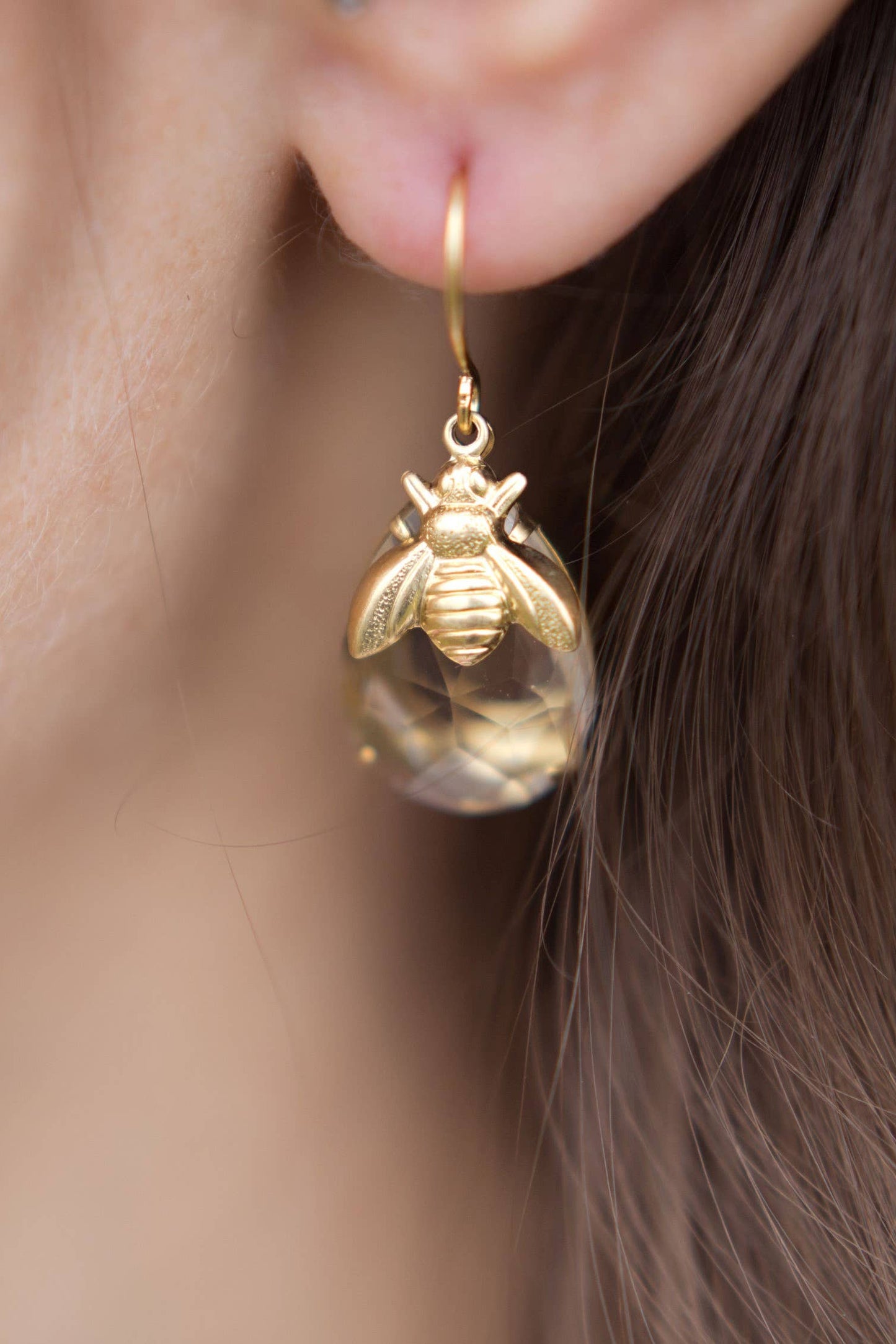 Honey Bee Earrings - Glass Drop earrings