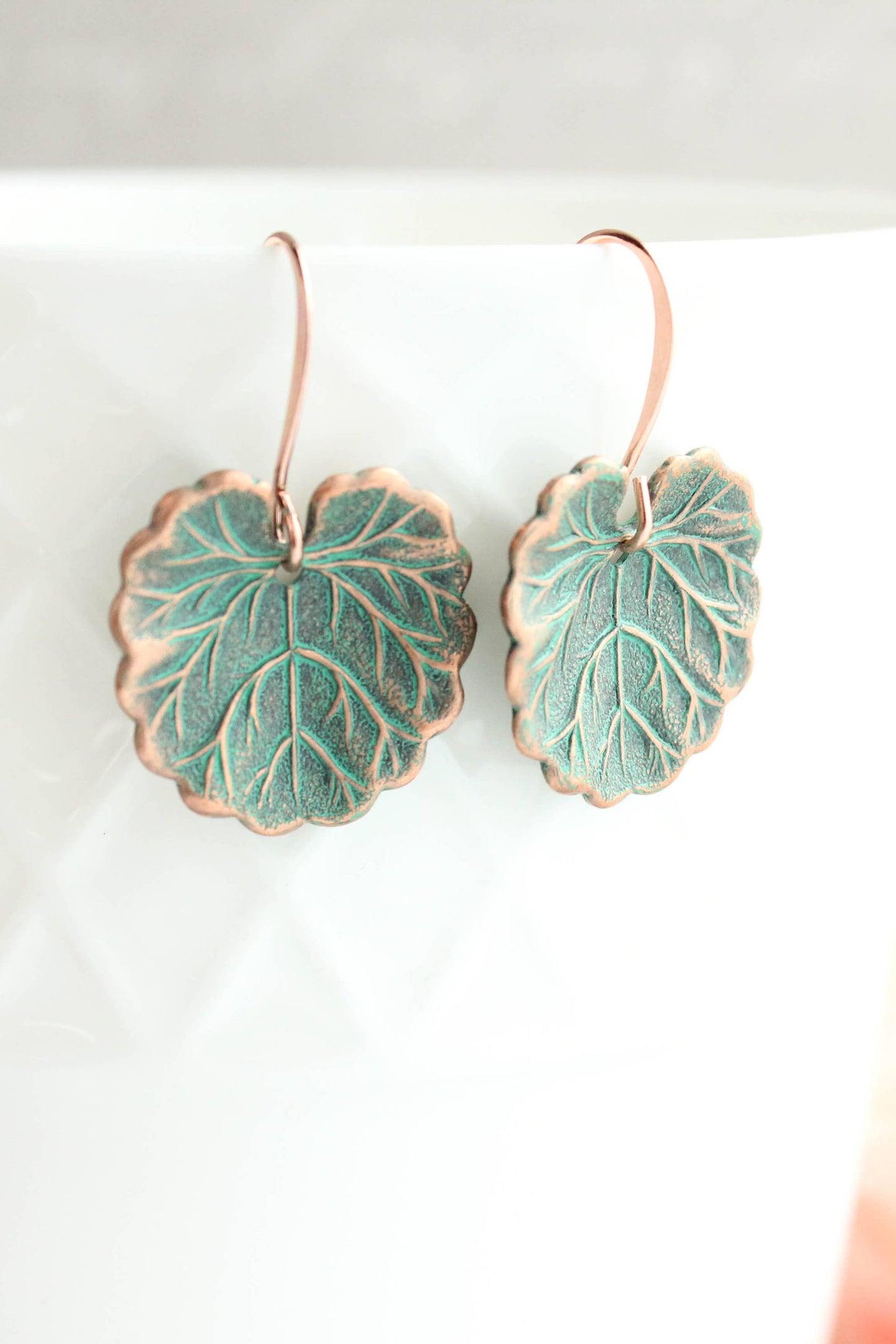 Lily Pad Earrings | Mint Patina Copper Earrings
