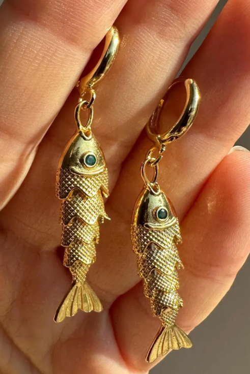 Lucky Fish Stainless Steel Hoop Earrings