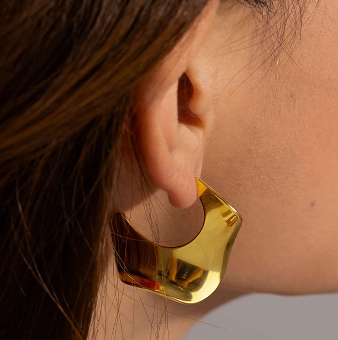Olinka Wave Organic Sculptural Hoop Earrings