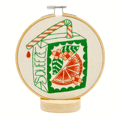 Orange Juice Box Complete Embroidery Kit