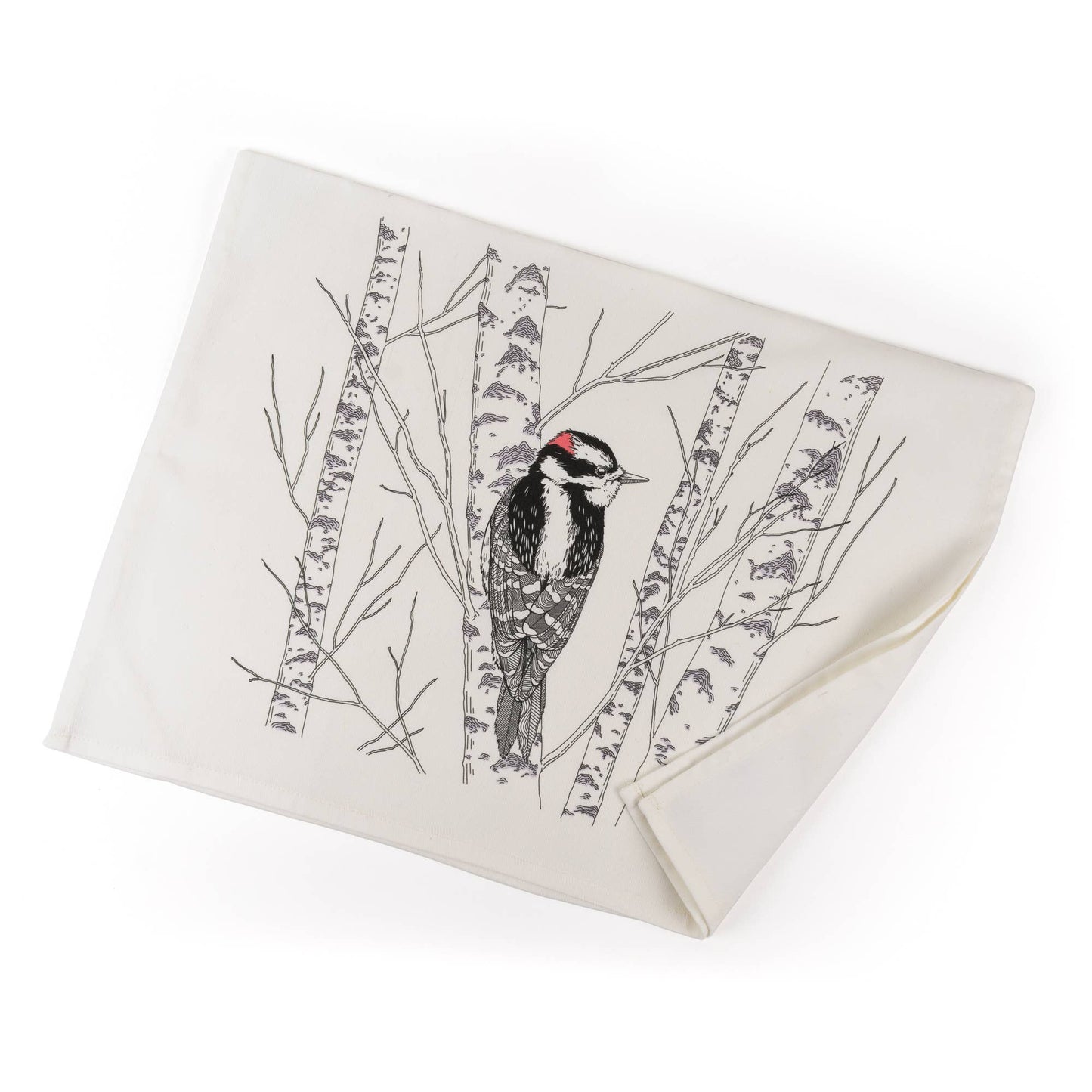 Downy Woodpecker Tea Towel - West Coast Birds