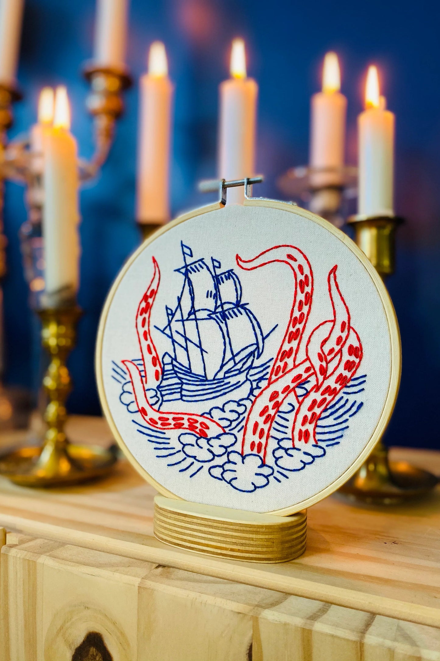 Kraken and Ship Complete Embroidery Kit