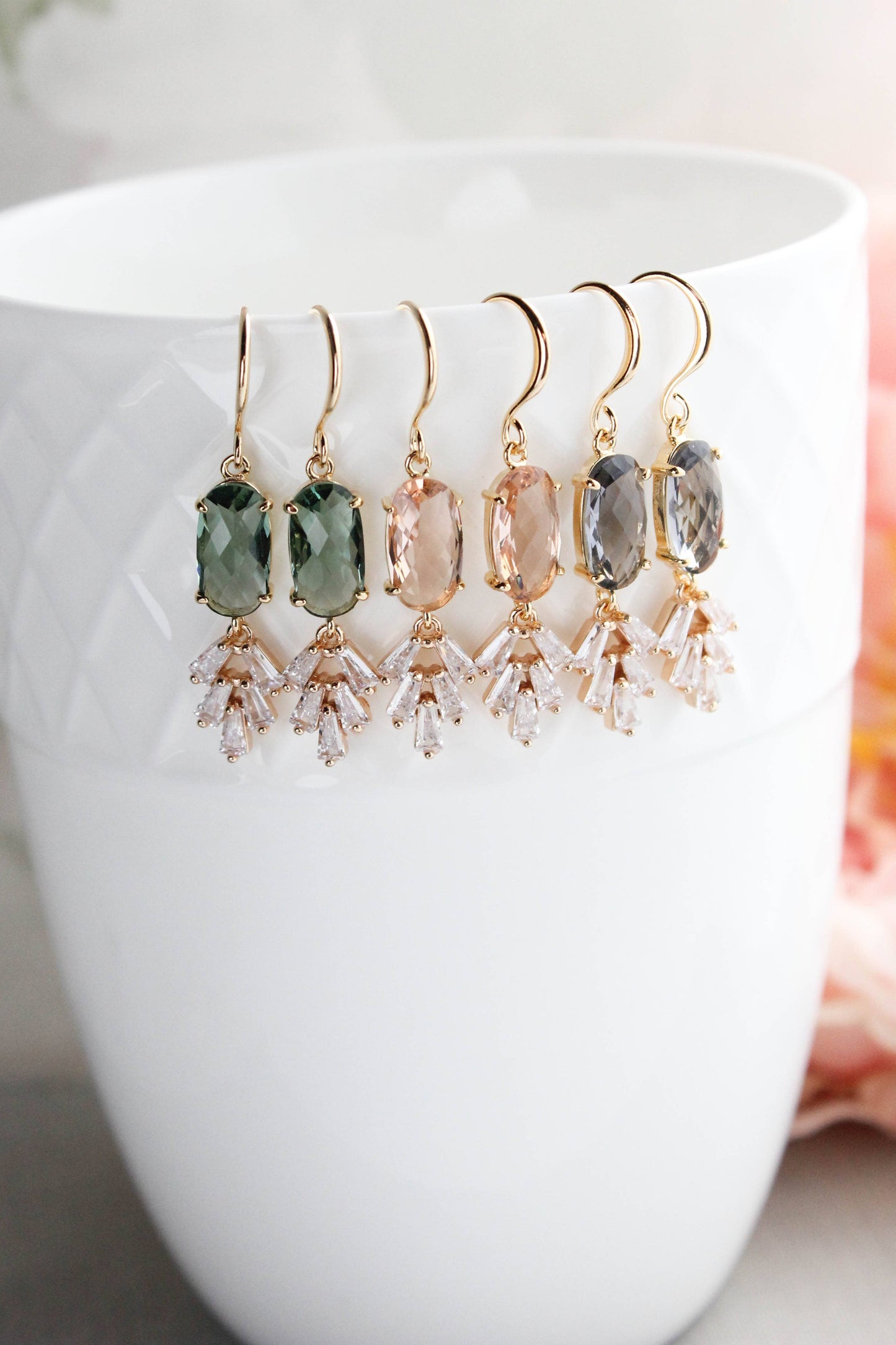 Art Deco Sparkling Leaf Earrings (4 colors)