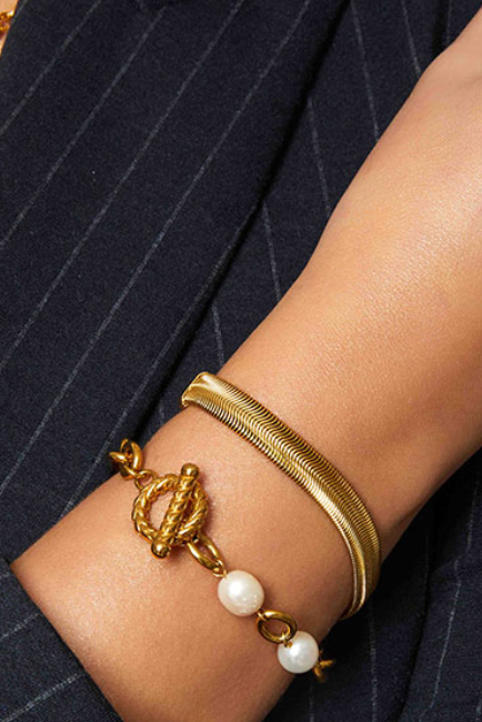 Snake Herringbone Steel Chain Bracelet- Waterproof
