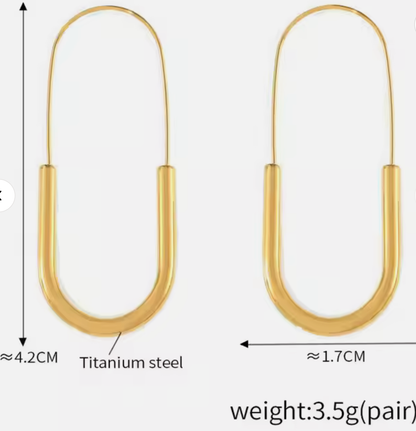 Paperclip Stainless Steel Hoop Earring
