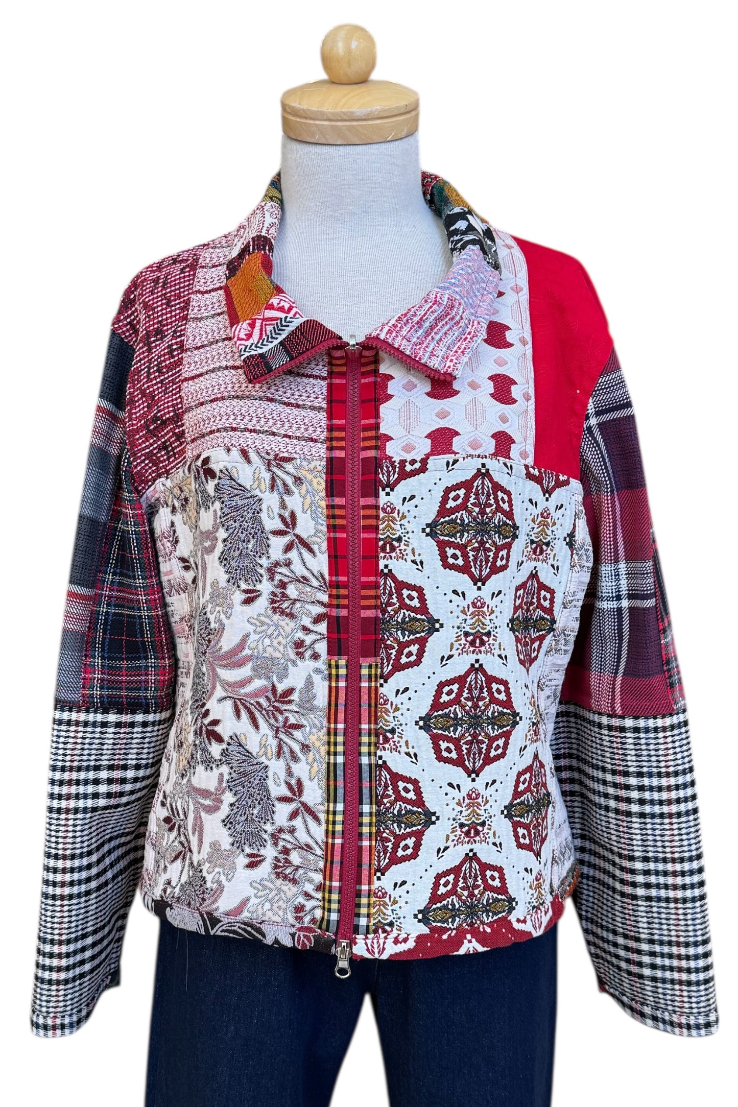 Fall/Winter Short Mosaique Multicolour Reversible Jacket Size 16