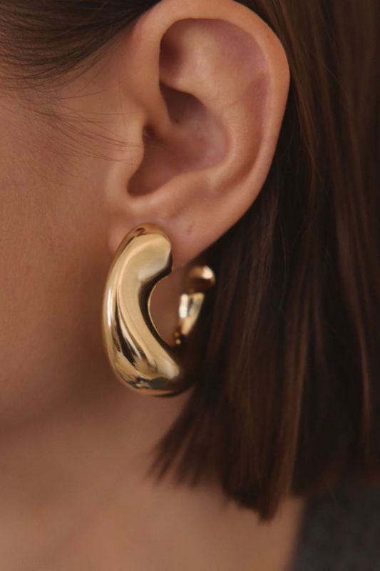 Wave Puffy Hoop | Steel Earrings
