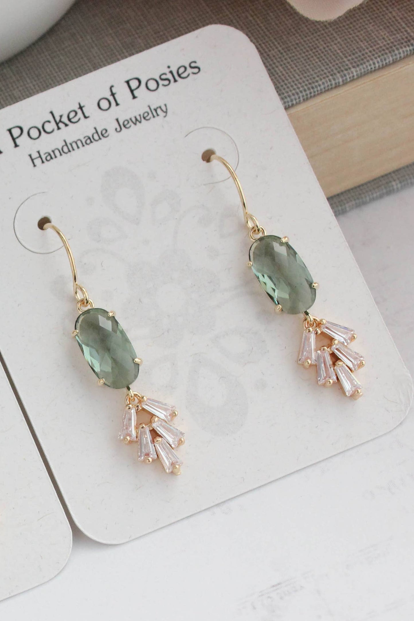 Art Deco Vintage Style Earrings | Sea Green Earrings