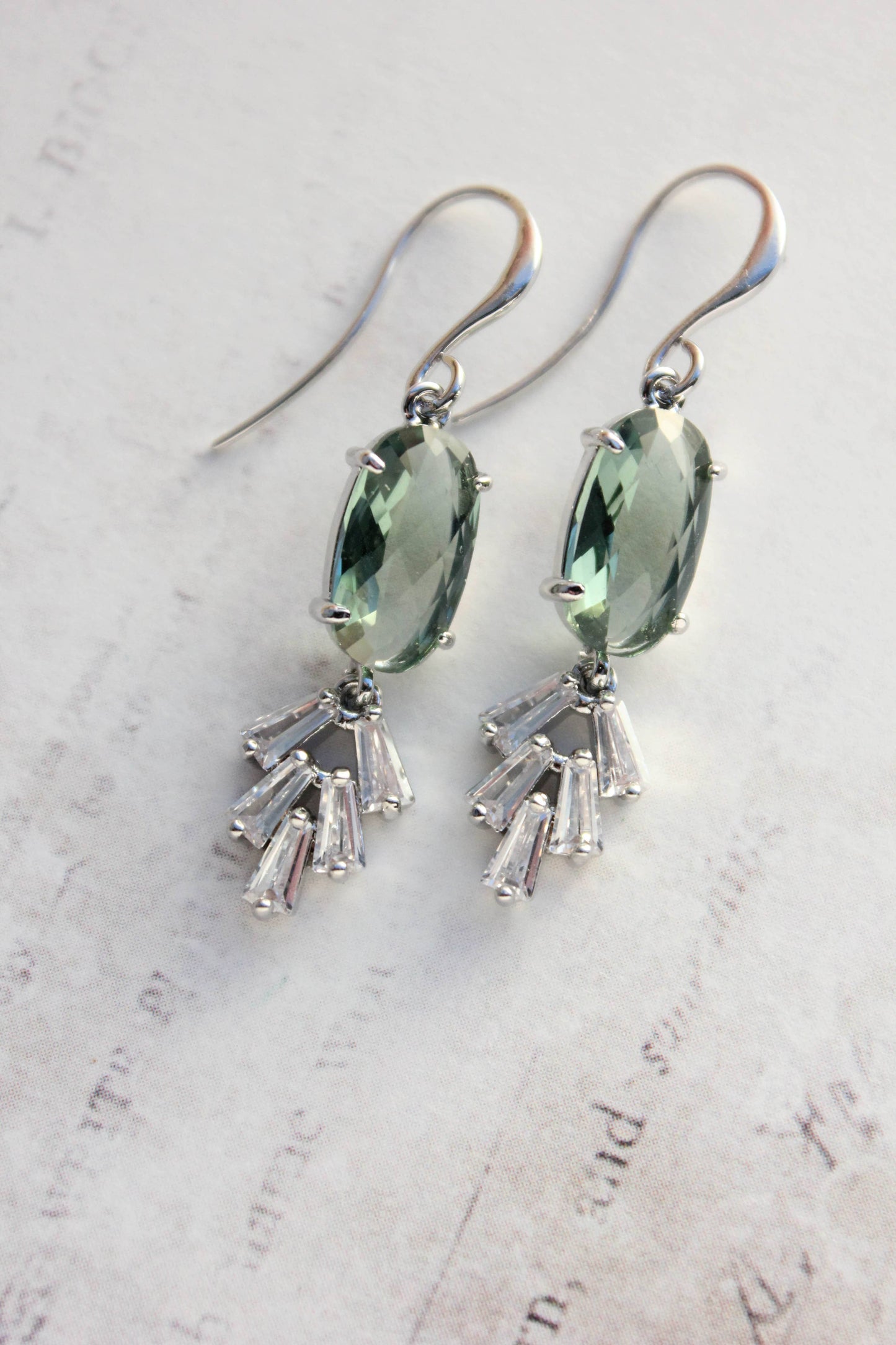 Art Deco Vintage Style Earrings | Sea Green Earrings