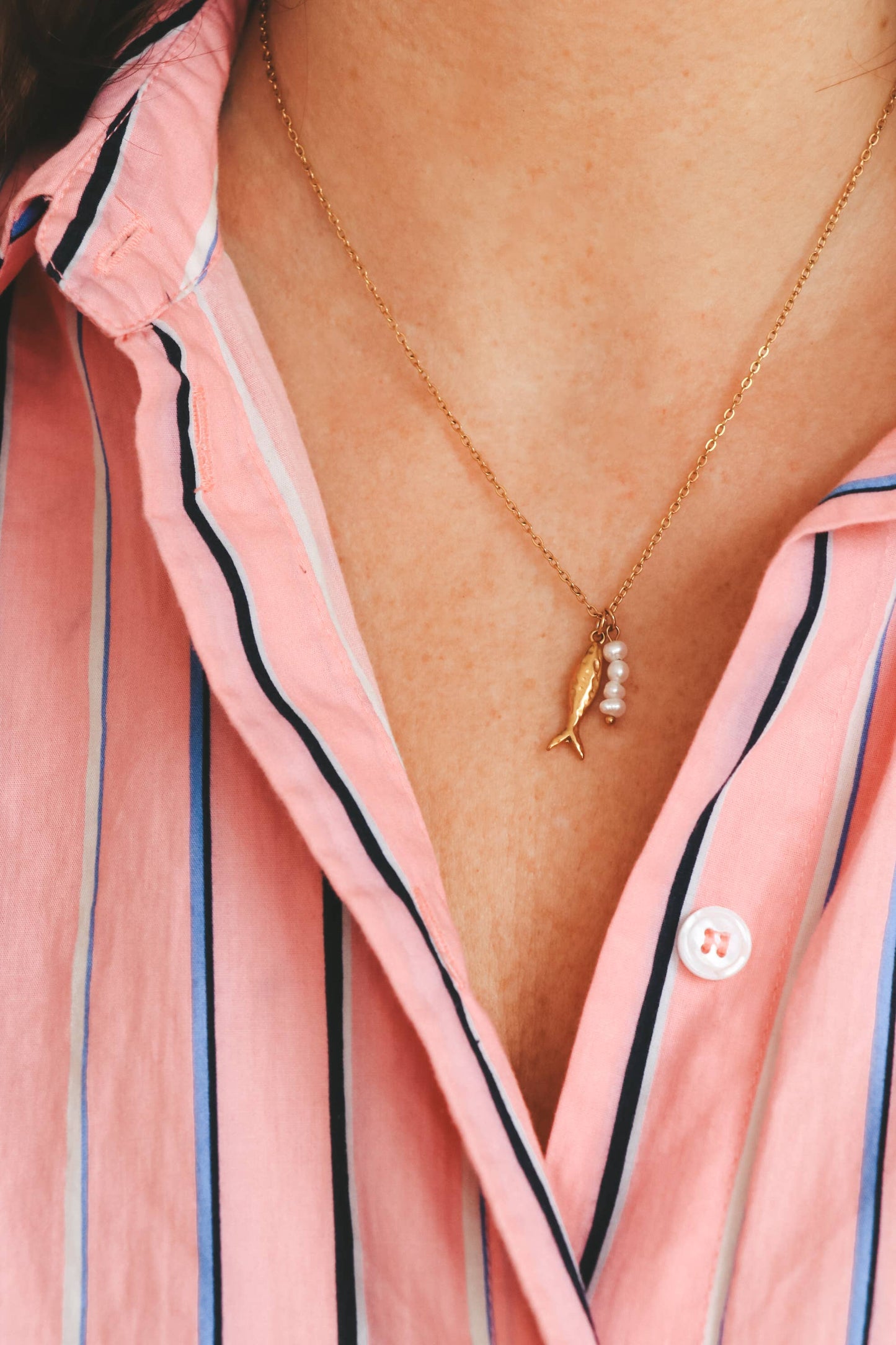 Pesico Fish and pearl Necklace