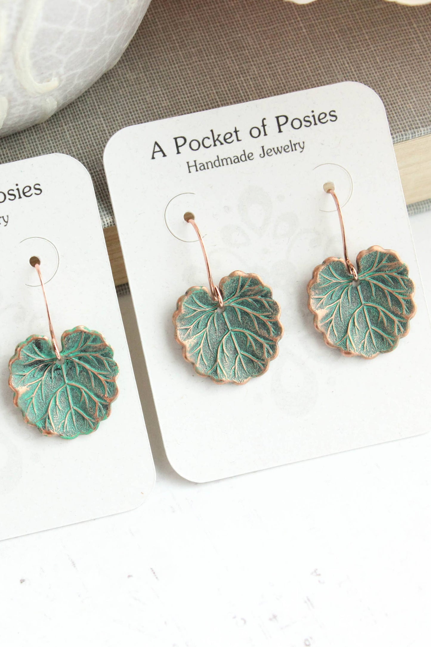 Lily Pad Earrings | Mint Patina Copper Earrings