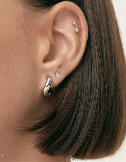Wave Minimalist Hoop Earring- PVD- Hinge Hoop- Waterproof