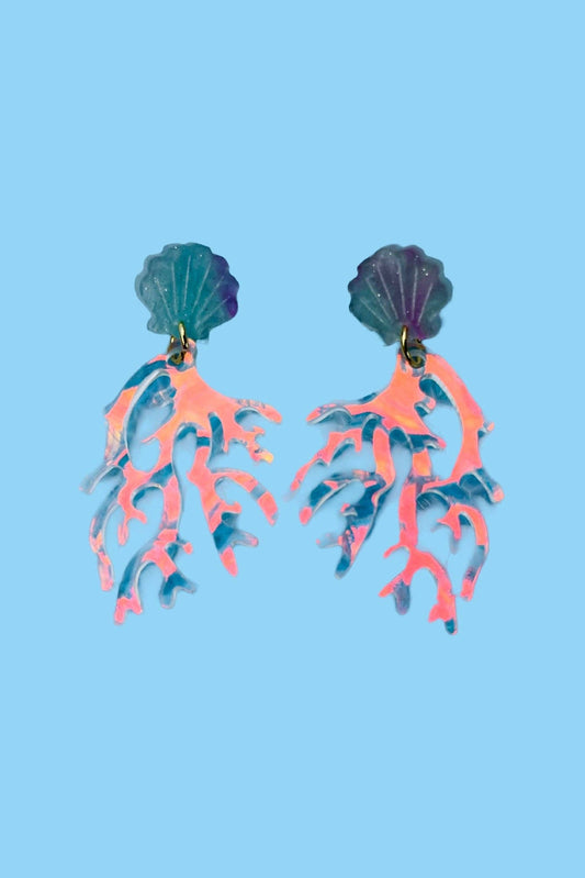 Iridescent Coral Earrings