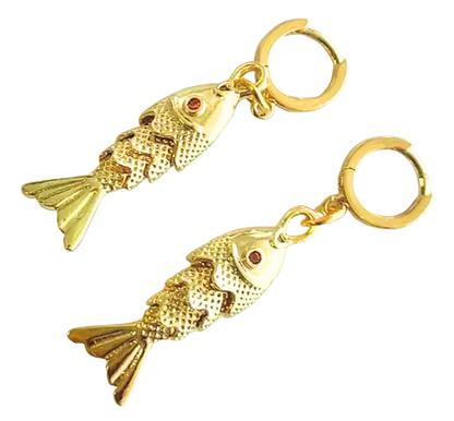 Lucky Fish Stainless Steel Hoop Earrings