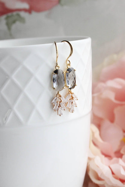 Art Deco Sparkling Leaf Earrings (4 colors)