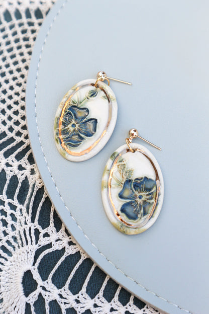 Flower Portrait Dangle Earrings