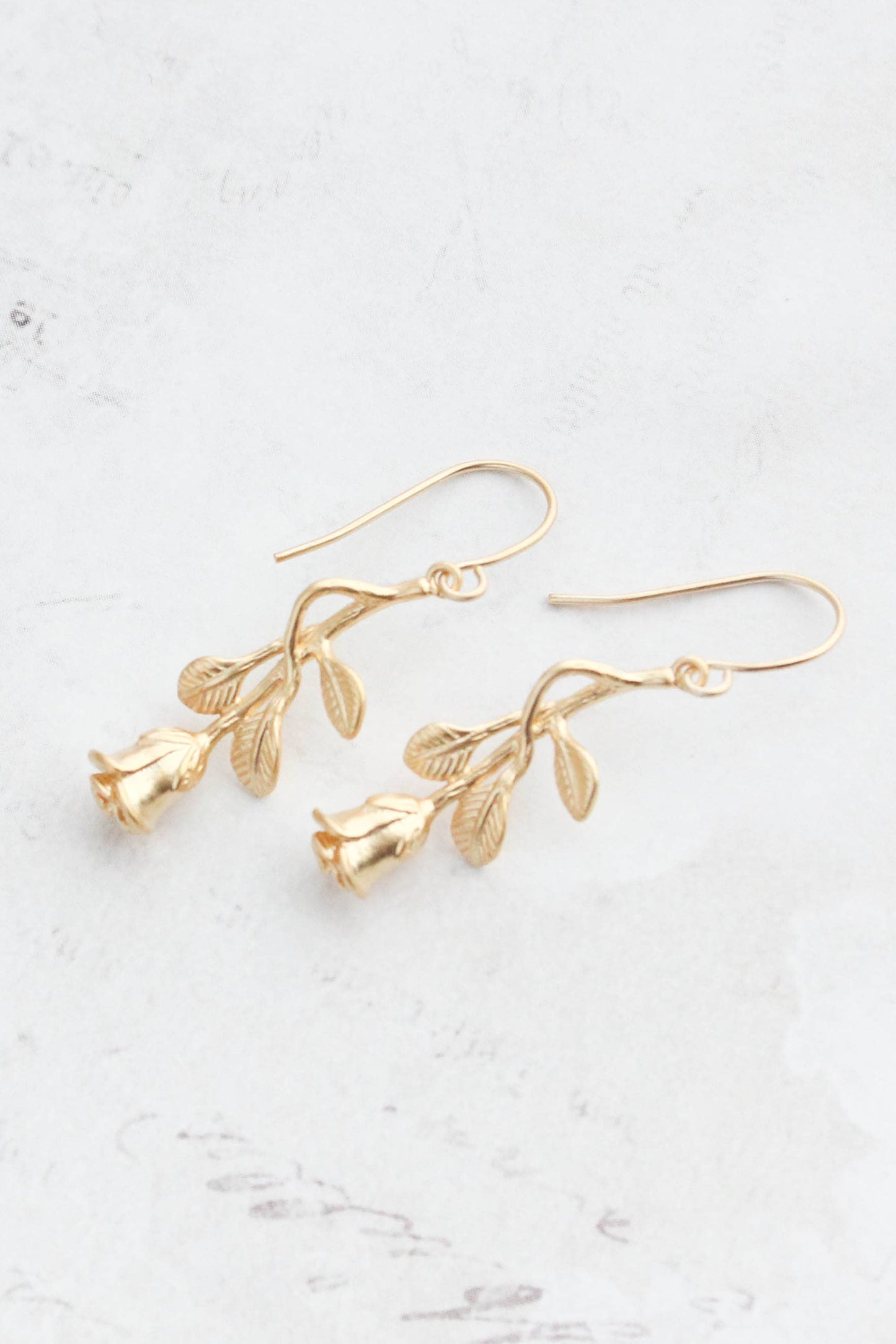 Long Stem Rose Earrings