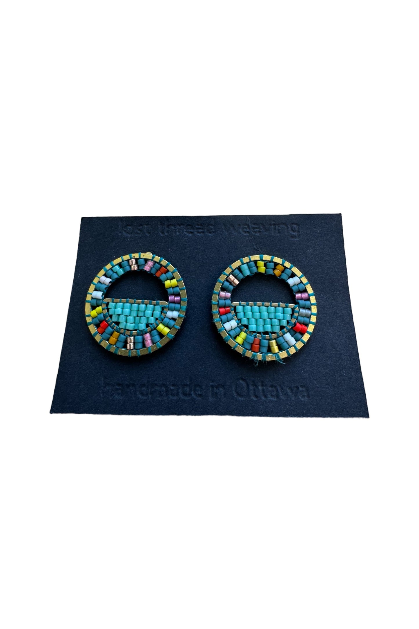 Beaded Round Stud Earrings