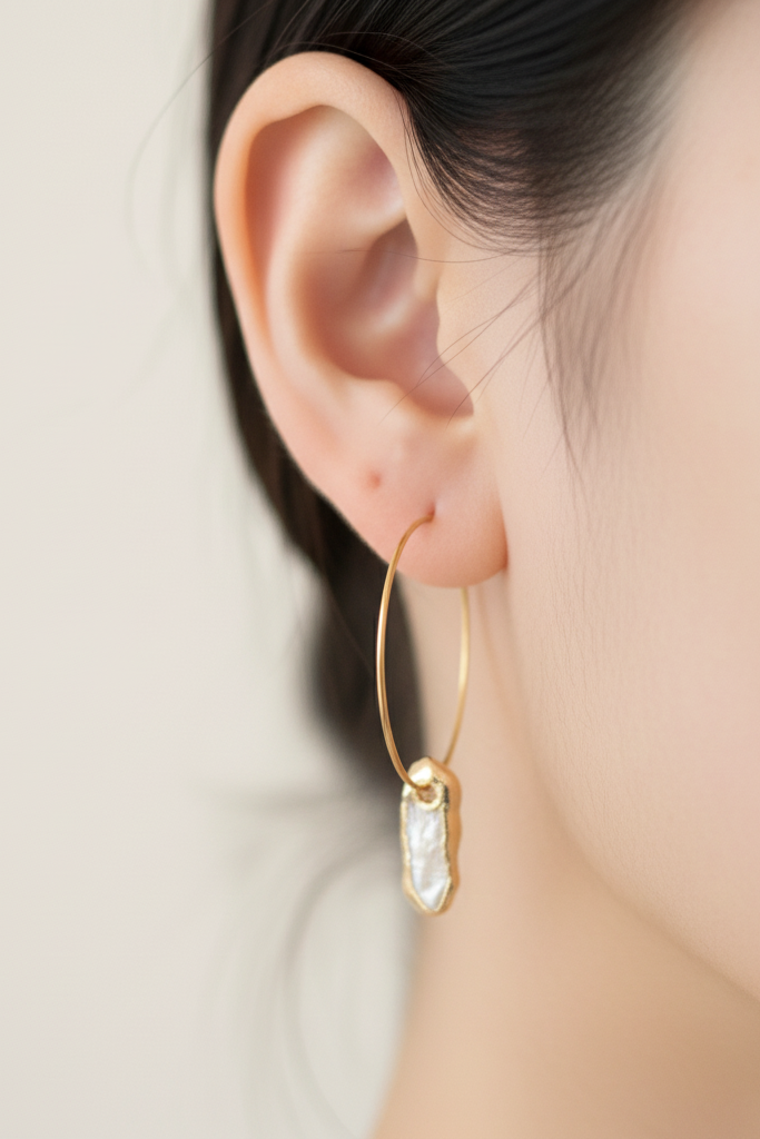 Gold Dipped Petite Keshi Pearl Dangles (1C07ER)