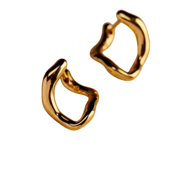 Wave Minimalist Hoop Earring- PVD- Hinge Hoop- Waterproof