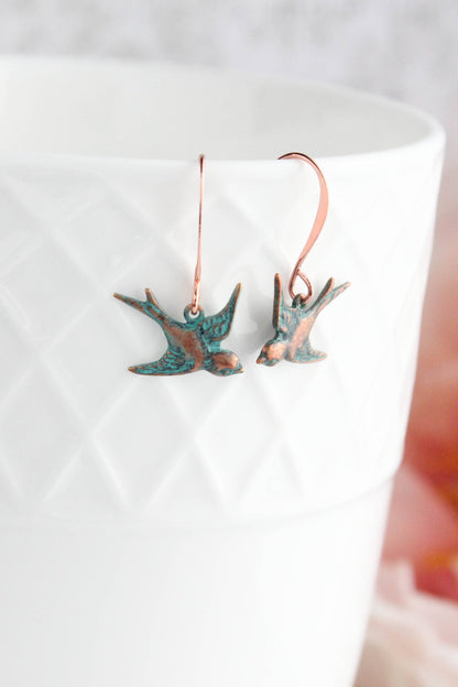 Copper Bird Earrings