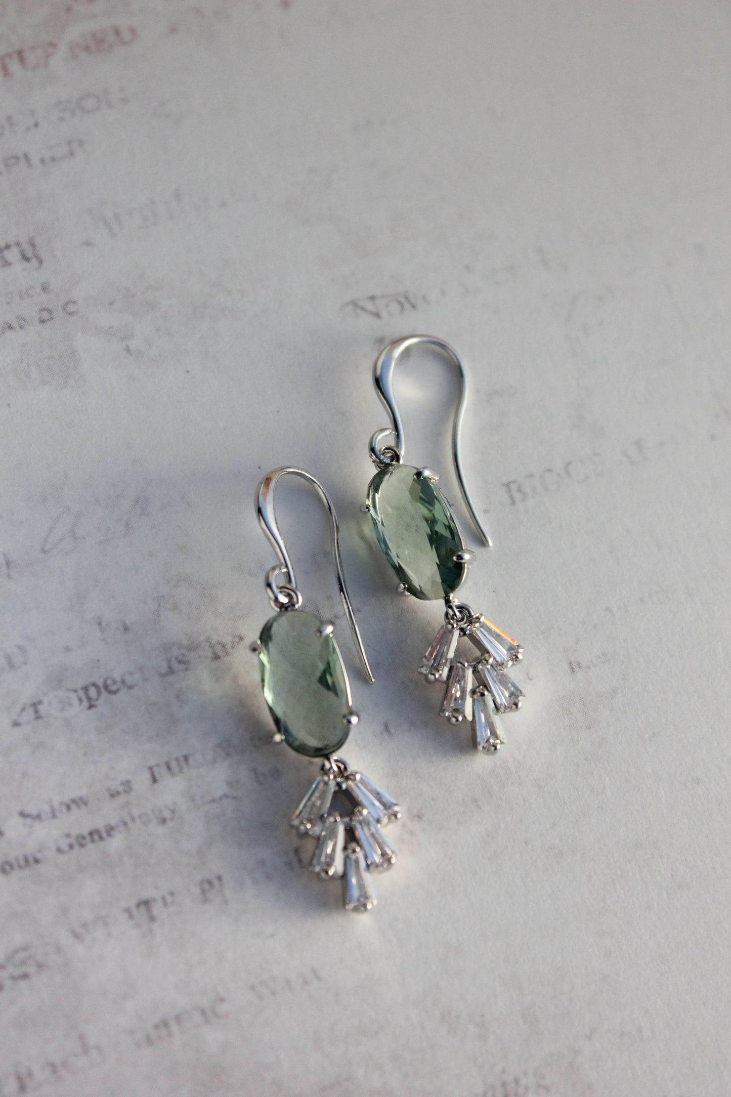 Art Deco Vintage Style Earrings | Sea Green Earrings