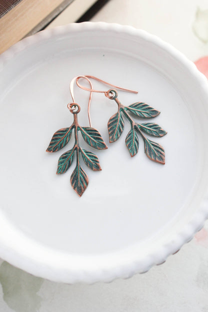 Copper Patina Branch Earrings (2 styles)