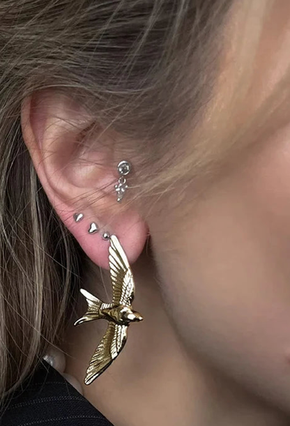 Take Flight- Swallow Bird 18K gold Earring PVD