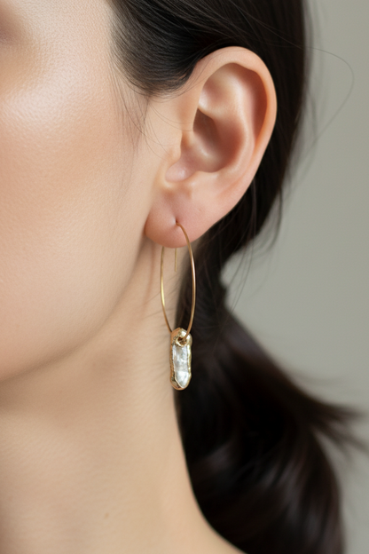 Gold Dipped Petite Keshi Pearl Dangles (1C07ER)