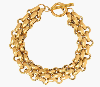 Estate Panther Chain Link  Bracelet 14K Gold