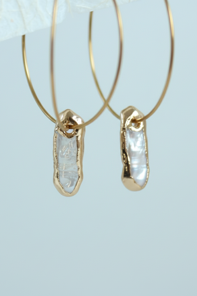 Gold Dipped Petite Keshi Pearl Dangles (1C07ER)